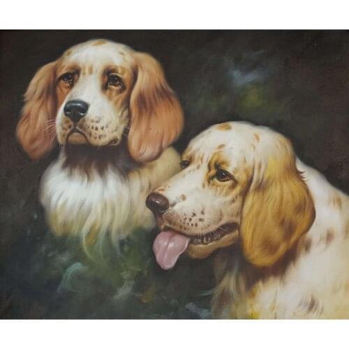 2020 # TOP dog art painting-- two lovely dogs OIL painting---100% handpainted art on canvas -- accept custom dog painting
