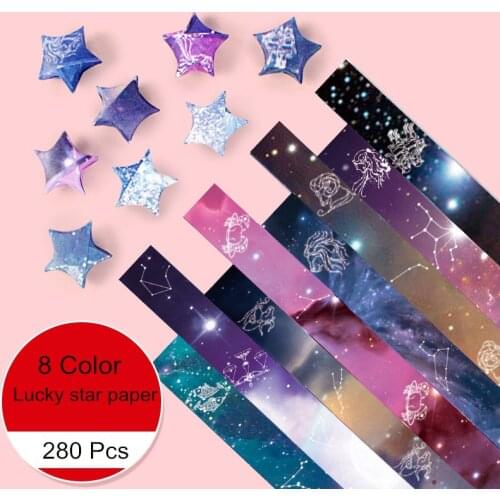 280 Pcs Mixed Color Folding Lucky Star Origami Paper Handmade DIY Paper Decoration