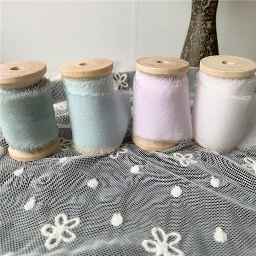 38mmX5mts warm popular color ins style Silk Frayed Edged Ribbon wedding Party Bridal ribbon Invitations card ribbon