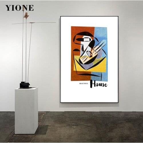 Abstract Art Canvas Poster Oil Painting Custom Blue Orange Nordic Figure Woman Girl Wall Pictures Prints Interior Decoration