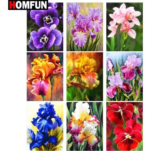 HOMFUN Diamond Painting Full Square/Round Diamond "Flower Plant" Pattern Embroidery Cross Stitch 5D Rhinestone Painting