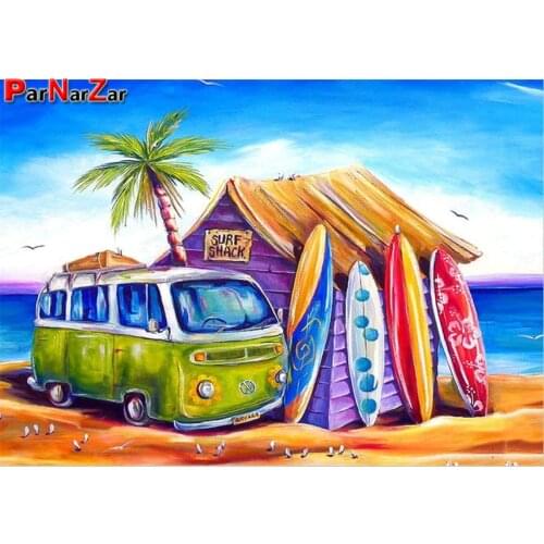 ParNarZar Diamond Painting Complete Drilling Surf Shack Strass Cross Embroidery Point Arts Craft Home Decor