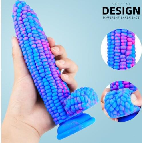 Corn Shape Dildos Blue Fantasy Realistic Butt Plug Sex Toys For Women Vaginal Massage Anal Beads Liquid Silicone Penis