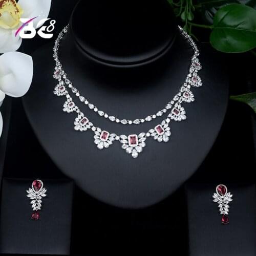 Be 8 Shiny White Color Cubic Zirconia Bridal Necklace Jewelry Set for Women Wedding Dress Accessories ensemble de bijoux S430