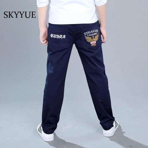 2019 Spring Fashion Letters Kids Boys Pants Trousers Casual Cotton Elastic Waist Pencil Pants For a 4-16T Boys Children Clothing