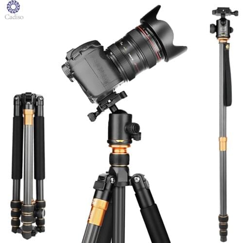 Cadiso QZSD Q999C Professional Photo Portable Carbon Fiber Tripod Kit Monopod Stand Over Ball head For DSLR Camera Mobile phone