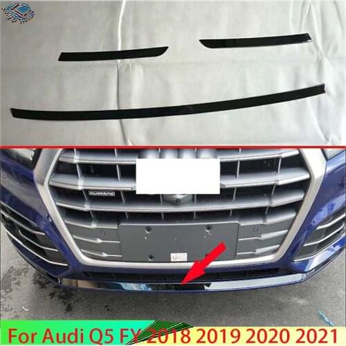 For Audi Q5 FY 2018 2019 Stainless steel Black titanium Before The Bar Bumper Cover Shield Trim Molding Lower Grille Car Stylin