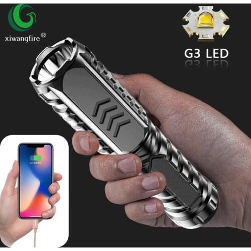 USB Rechargeable LED Flashlight with Power Bank Built-in 800mAh Lithium Battery Waterproof Camping Light Portable Torch Lantern