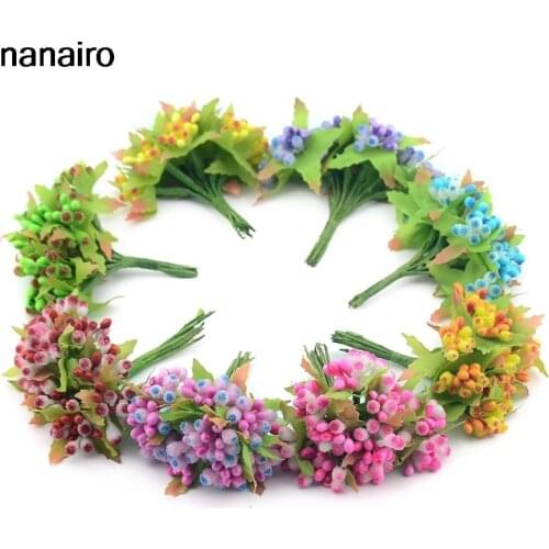 10pcs simulation Artificial stamen rose bud Wedding decoration gift box handicraft accessories DIY Christmas wreath Pearl buds