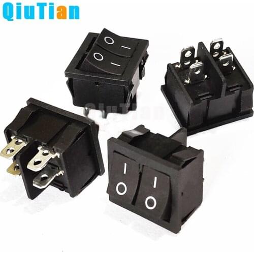 KCD5 4PIN Double Latching Rocker Switch ON-OFF Power Switch Push Button Switch Seesaw Switch 6A 250V AC Black double switches