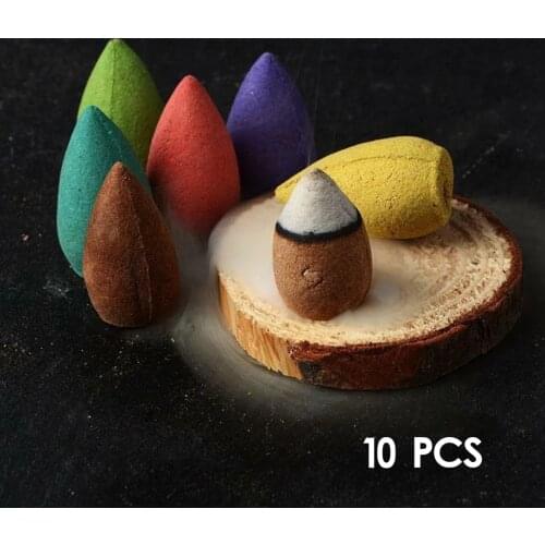 10pcs Smoke Tower Cone Bullet Backflow Incense Cones for Yoga SPA Meditation