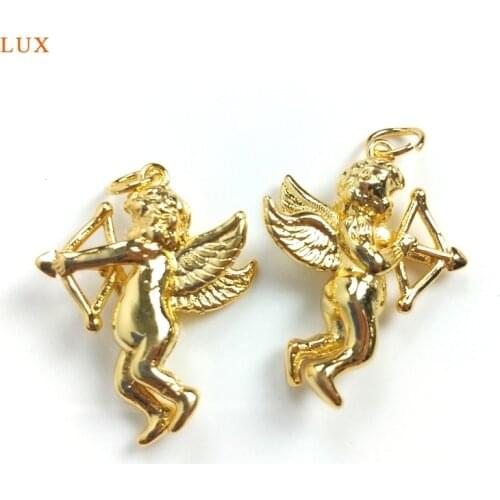 5pcs Angel Wings Angel Guardian Pendant Necklace For Women Jewelry Gold Cupid Angel Cherub Pendant Medallion Pendant Cupid Angel
