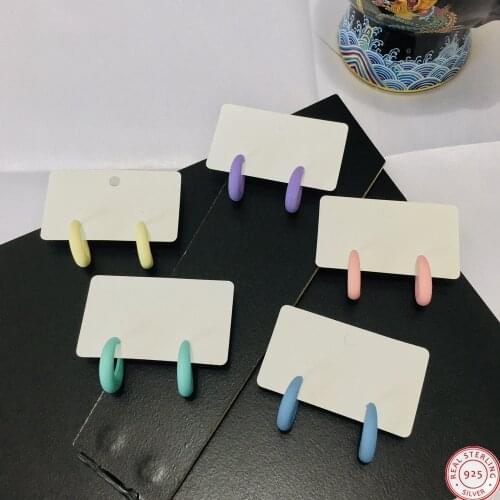 Summer S925 Acrylic Womens Earrings C-shaped Lightweight Simple Fashion Trend Jewelry Candy Color Stud Earrings Cute and Sweet