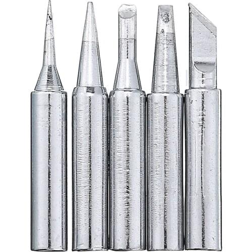 5PCS Copper 900M-T Soler Tips Iron Welding Station 0.8D/1.2D/1.6D/2.4D/3.2D Lead-Free Soldering Iron Head Bit Soldering Tips
