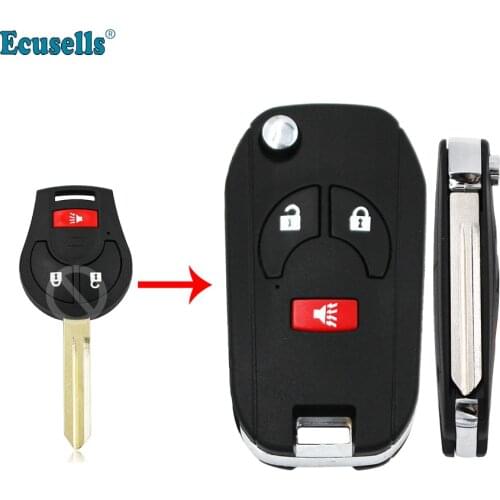 Modifed 2+1 buttons Replacement Remote key Shell Case Fob for Nissan Note Micra Juke Duke Pathfinder with uncut key blade