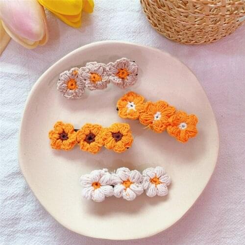 Fashion Yellow Wool Flower Hair Clip for Women Girl Elegant Korean Design Snap Barrette Stick Hairpin Hair Styling Accessories
