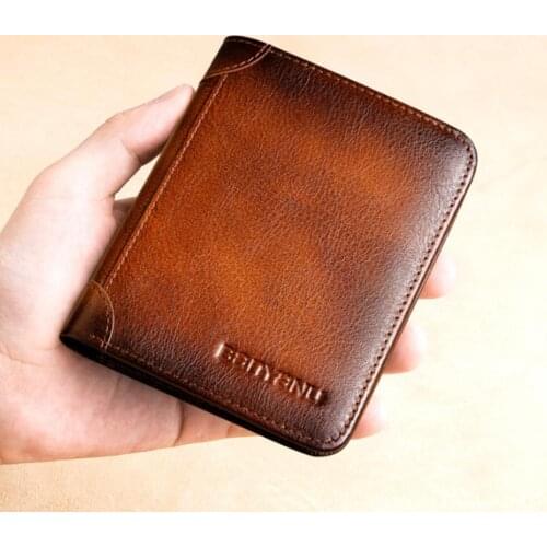 Fashion High Quality Classic Style Wallet Genuine Leather Men Wallet Holder Men Card Wallets Anti-theft Purse Short Male H7R9