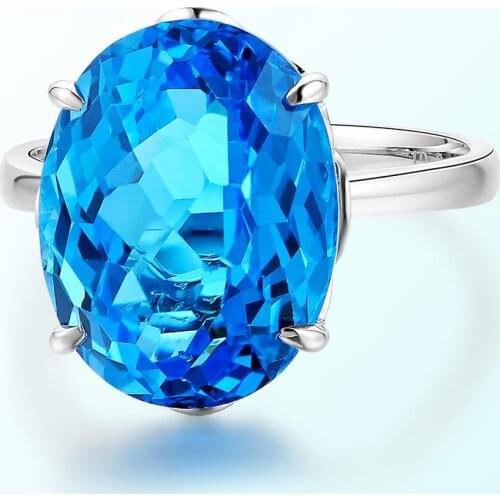 MOONROCY Silver Color Oval Blue Crystal Wedding Rings Party Finger Fashion Jewelry Wholesale for Women Girls Gift Drop Shipping