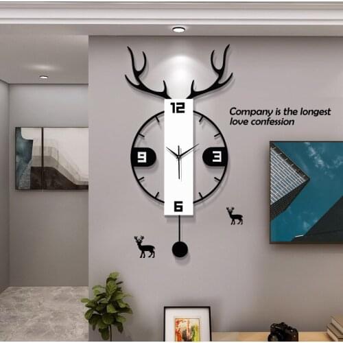 Nordic Deer Head Wall Clock Fashion Creative Living Room Decorative Clock Home Decorative Art Clock Modern Simple Silent Clock