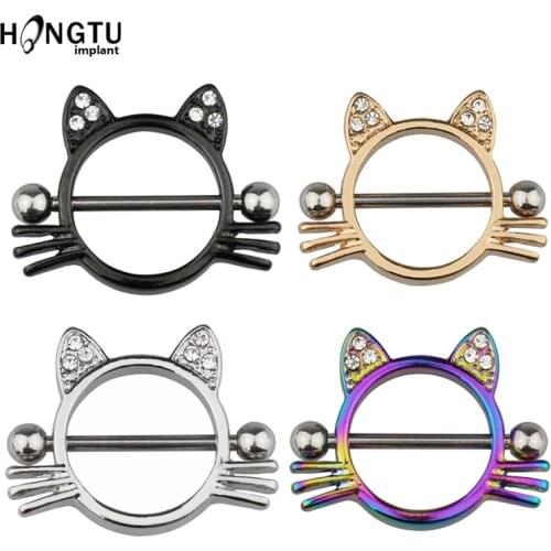 2PC Sexy Cat Nipple Ring Creative breast Ring Jewelry Cute Breast Accessory For Girl Woman Barbell Nipple Piercing Jewellery