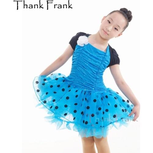 Girls Polka-Dot Latin Dance Dress Kids Adult Sequin Ballet Costumes C450