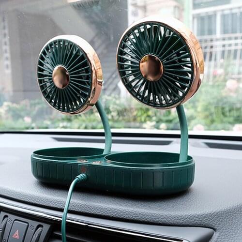 Sunflower Style Dual/Single Head Car Cooler Fan USB Powered 3 Speeds 5 Blades Cooling Fan for Auto Desktop Home Office Table