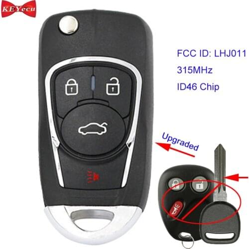 KEYECU for Chevrolet Tahoe Silverado for Cadillac Escalade Upgraded Remote Key Fob LHJ011 315MHz ID46 Chip 21997127