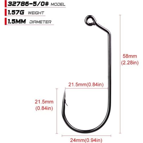 PROBEROS Jig Big Series Fishing Hook Sunlure Brand Single Hook 32786-1/0-5/0 Size Fishhook Saltwater Bass Fishing Hook Set