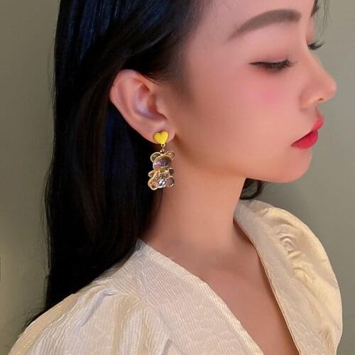 Bear Stud-Earrings Colorful Cute Mini Candy Bear Earrings Sweet Personality Ins Style Fashion Earring Luxury Jewelry Earrings