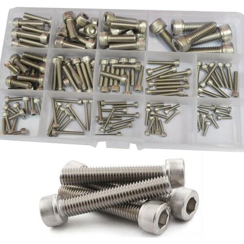 M2.5 M3 M4 M5 M6 M8 Hex Socket Head Cap Screw Thread Metric Machine Hexagon Allen Bolt Assortment Kit Set 304 Stainless Steel