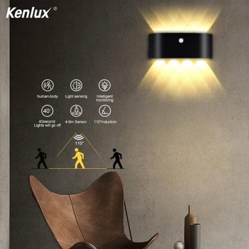 LED Wall Light With Human Body Motion Sensing IP65 Waterproof Outdoor&Indoor Wall Lamp Garden Light Fixture Aluminum AC90-260V