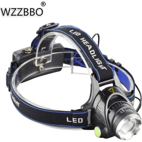 T6 Strong Light Rechargeable Headlight Blue Headlight T6 Headlight Miners Lamp Waterproof Strong Headlight Zoom Headlight