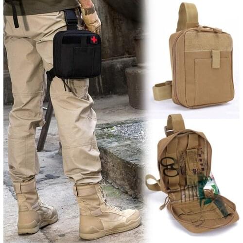 Tactical Leg Pack Bag Medical Drop Leg IFAK MOLLE First Aid Kit Thigh Bags for Outdoors Camping Hiking