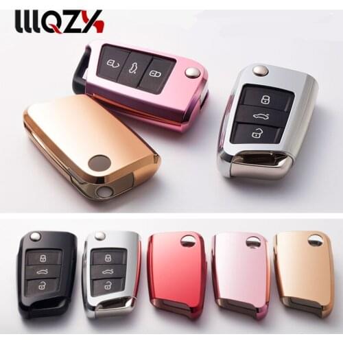 TPU Car key Cover Case Car Key Bag Fit for Volkswagen Skoda Golf 7 mk7 Seat Polo Tiguan Passat MK5 MK6 T5 Beetle Car Styling