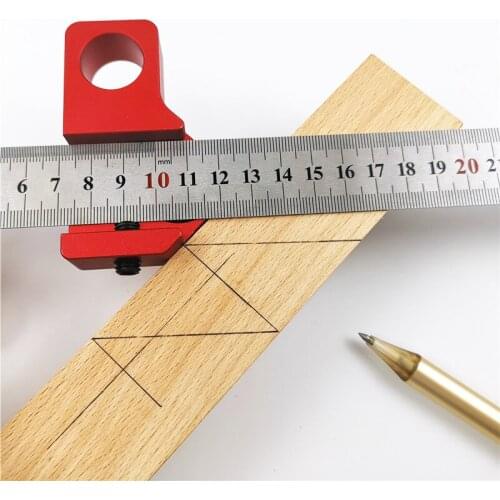 45 Degree Angle Scribe Steel Carpenter Gauge Universal Steel Ruler Locator Ruler Adjustable Fixed Block Woodworking DIY Tool