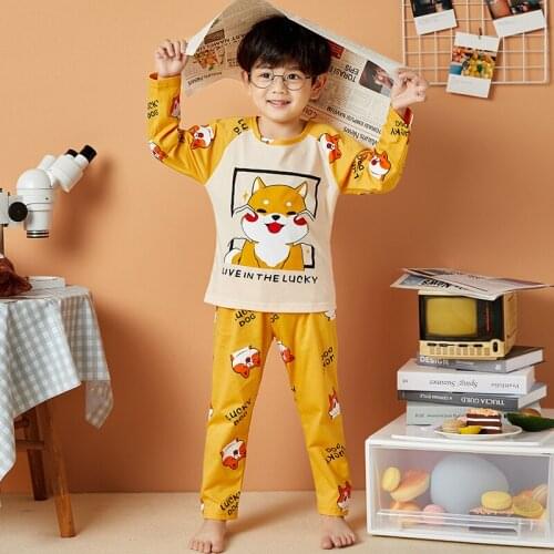Spring Autumn Nightwear Childrens Clothes Suit Cartoon Boys Cute Homewear Pijama Long Sleeve Sleepwear Girls Pajama Set Lounge