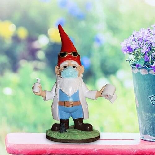 Funny Garden Gnome Decorations Outdoor Doctor Statue Fairy Garden Dwarf Figurine Resin Ornaments for Home Patio Yard Lawn