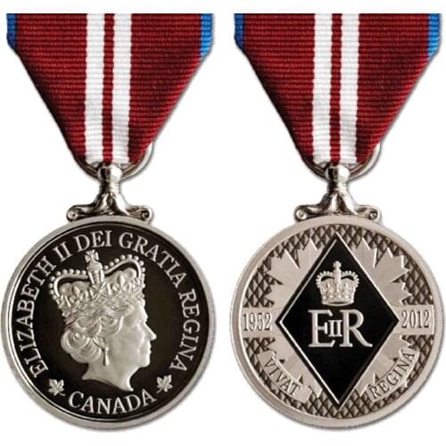 Custom medals cheap Customized 3D Die Casting Zinc Alloy Canada Souvenir Antique Silver Enamel Award Medal for Elizabeth Two