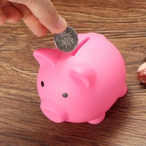 Yellow/Blue/Pink Piggy Bank Money Box Saving Coins Cash Fund Plastic Pig Children Kids Toy Gift 9 x 9cm
