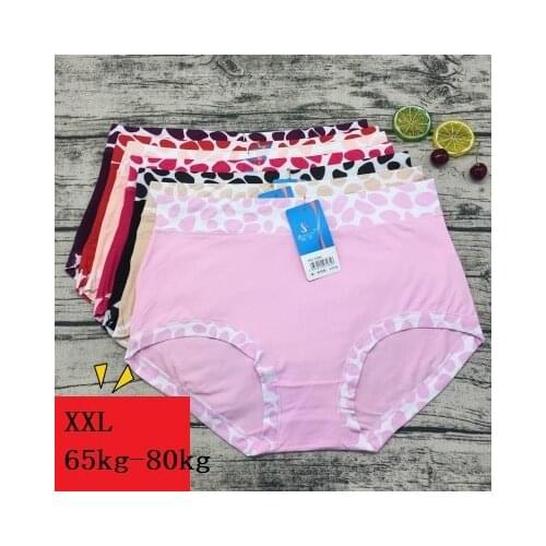 Womens plus size underwear Mid waist bamboo fiber super large for fat Female Breathable Briefs 3pcs/set