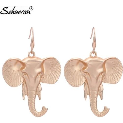 Sehuoran Aretes Elephant Pendients Drop Earrings For Woman Oorbellen Statement Earrings Fashion Jewelry Boho Luxury Earrings