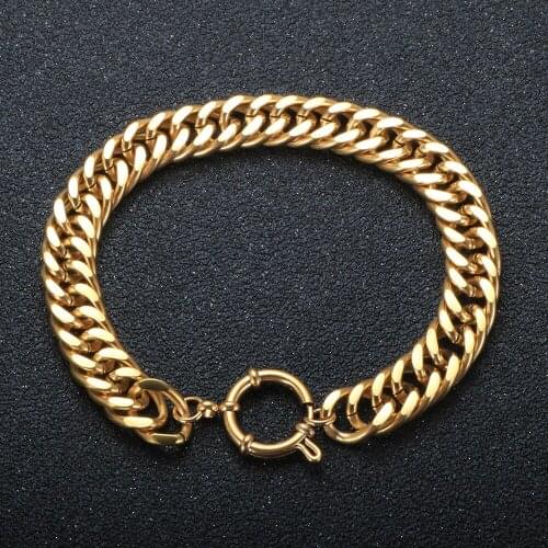 Hip Hop Curb Cuban Link Chain Bracelet Gold Plated Bracelet For Women Punk Bracelet Jewelry