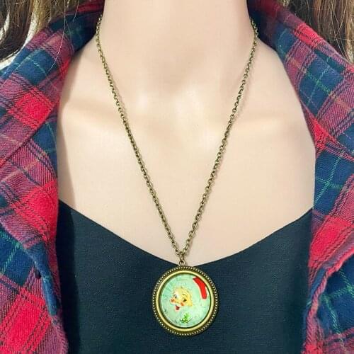 VSnow 3 Style Christmas Vintage Round Time Glass Snowflake Santa Pendant Necklace for Women Gold Metal Snowman Necklace Jewelry
