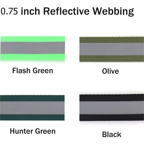 0.75inch Reflective Cotton Webbing Dog Clasp Stripe Fabric Safety Polyester Ribbon Heavy Weight Webbing Reflective Glo Grosgrain