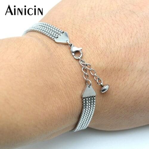 10pcs 304L Stainless Steel 1mm diameter 5 Layers Box Chain Bracelets Extra Chain For Women Jewelry