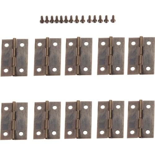 10PCS Vintage Metal Cabinet Door Luggage Mini Hinge,4 Holes Decor,Furniture Decoration,35*22mm