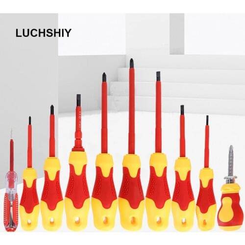 10PCS Insulated Screwdrivers Household Repair Screwdriver Tool Screw Driver Bit Magnetic Phillips Slotted Electrician Hand Tools