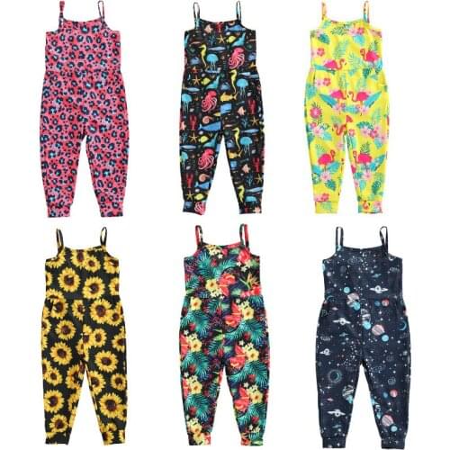 2-6Yeras Kids Baby Girls Suspender Pants Overalls 2021 Summer Printed Sleeveless Loose Romper Jumpsuit Children Outfits