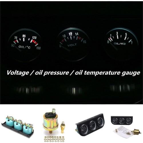 2 Inch 52mm Car Oil Temp VOLTAGE Volt Oil Pressure Meter 3in1 Triple Gauge Kits