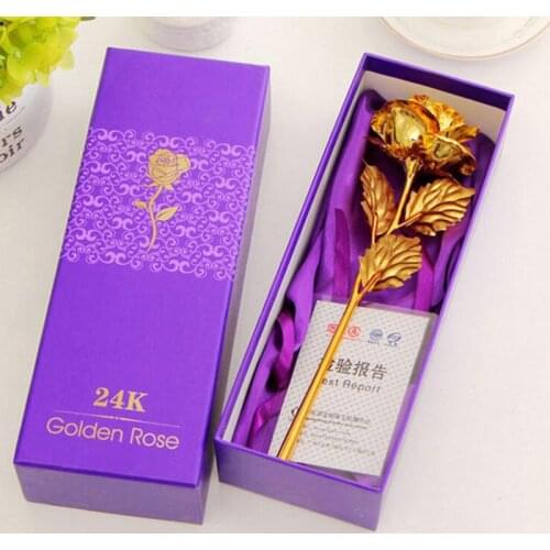 2018 Valentines Day Creative Gift 24K Foil Plated Rose Gold Rose Lasts Forever Love Wedding Decor souvenir With Packaging